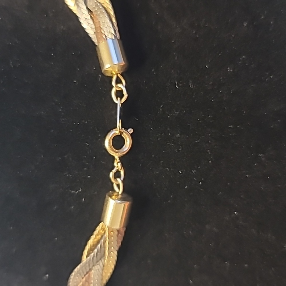 Gold, Silver, Copper Braided Necklace - Vintage, Estate - Picture 5 of 6
